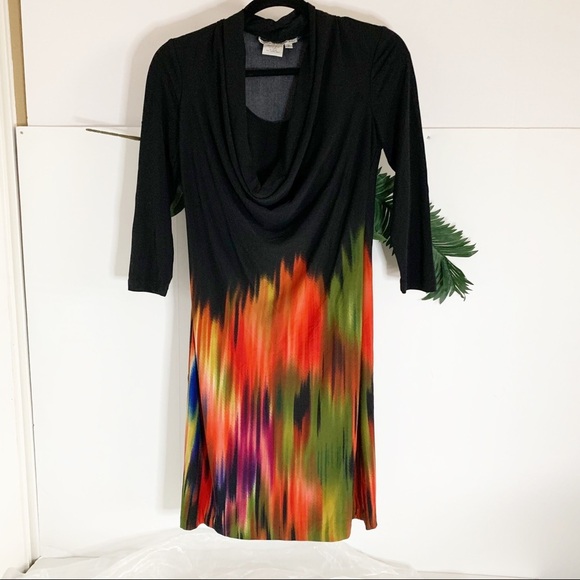 Maggy London Watercolor Cowl front w/ sheath Dress! - Picture 1 of 7